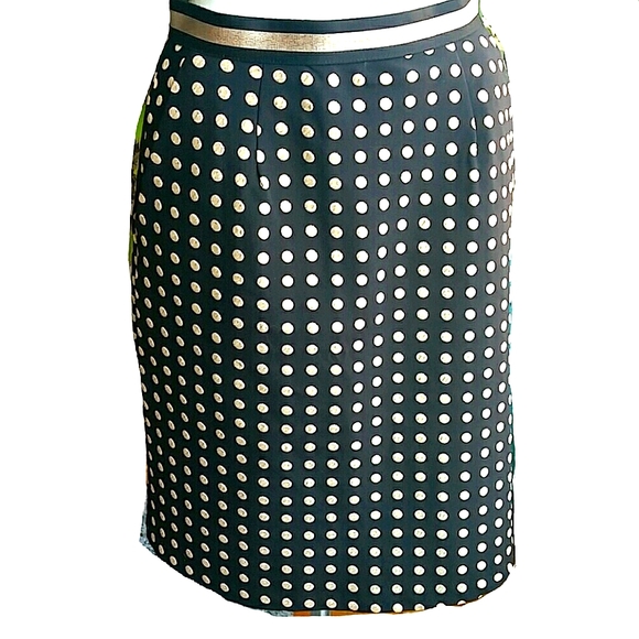 Anthropologie Dresses & Skirts - Anthropologie Weston Black and Gold Polka Dot Pencil Skirt Size Small